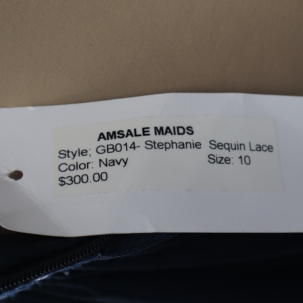 Amsale Stephanie Sequin Lace Maxi Dress Navy Formal Size 10 Wedding Formal - Picture 10 of 12